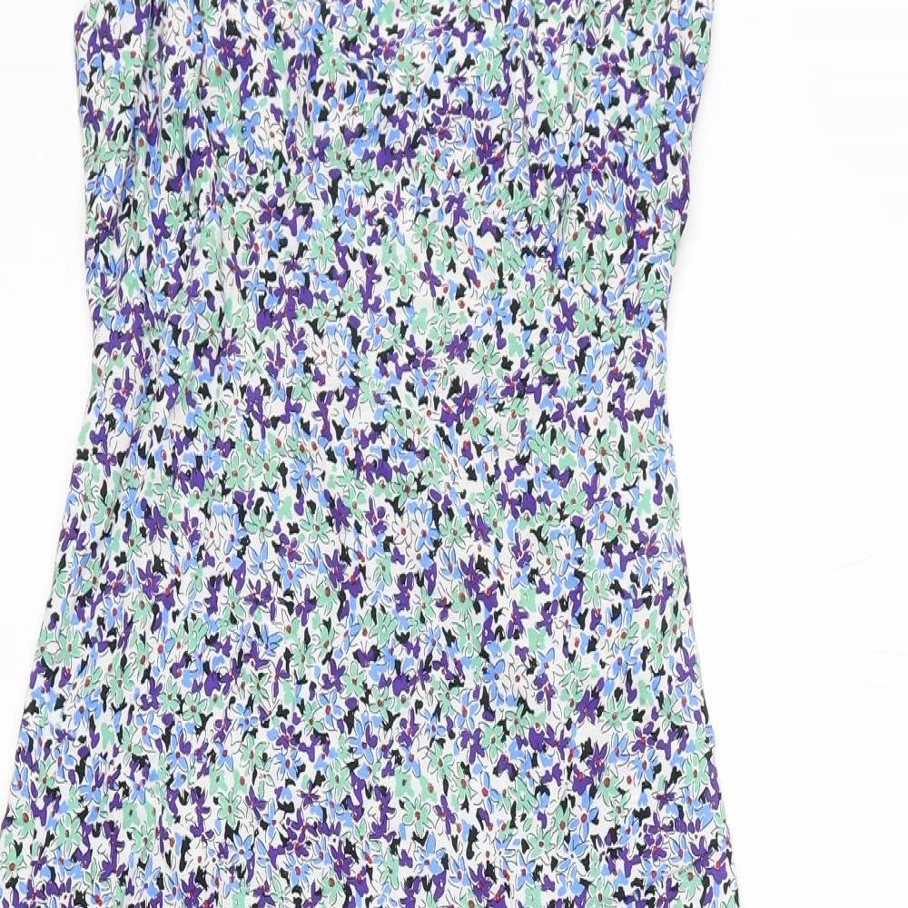 Zara Womens Multicoloured Floral Viscose A-Line Size S Sweetheart Zip