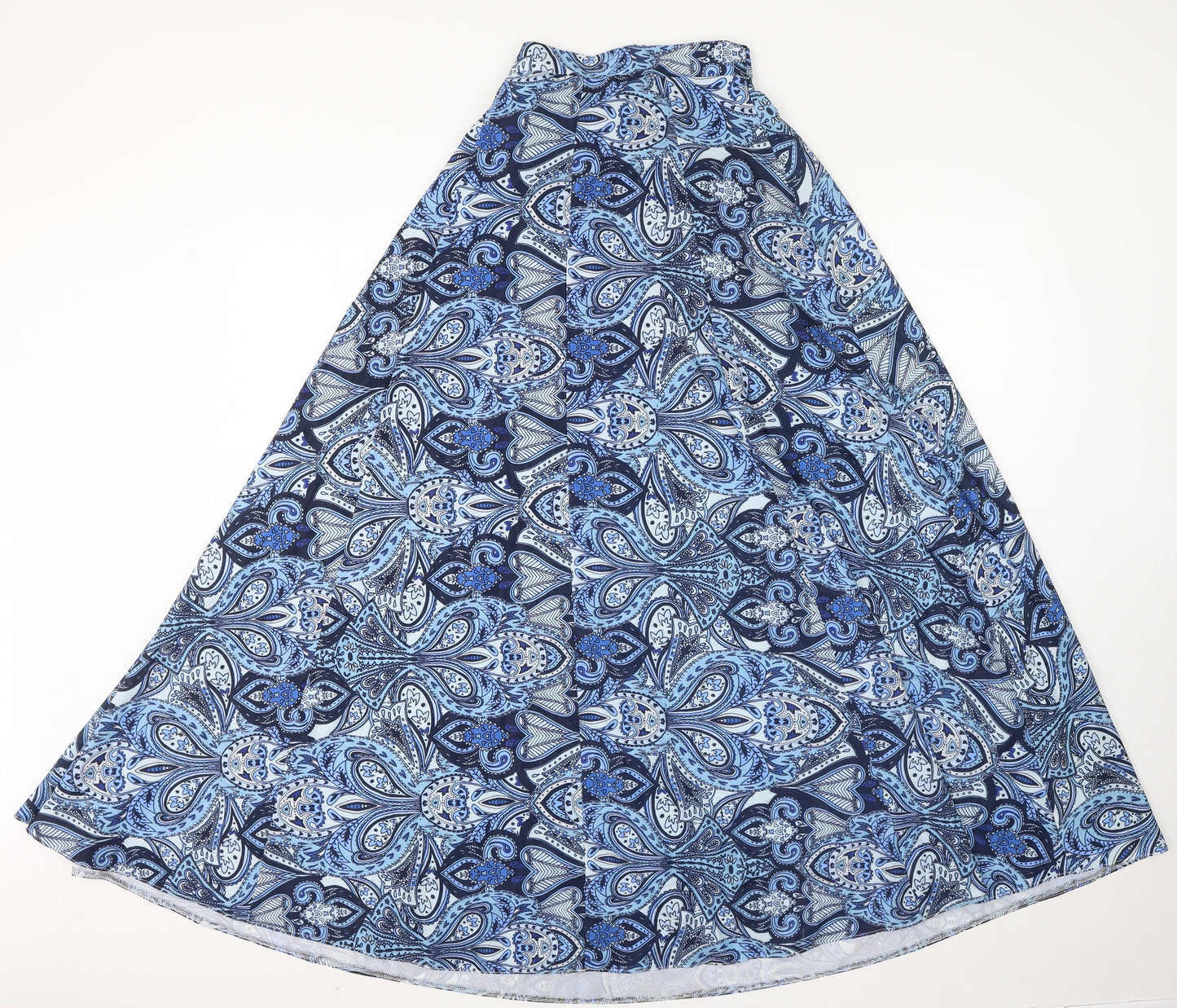 Select Womens Blue Geometric Polyester Flare Skirt Size 8 Tie