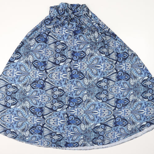 Select Womens Blue Geometric Polyester Flare Skirt Size 8 Tie