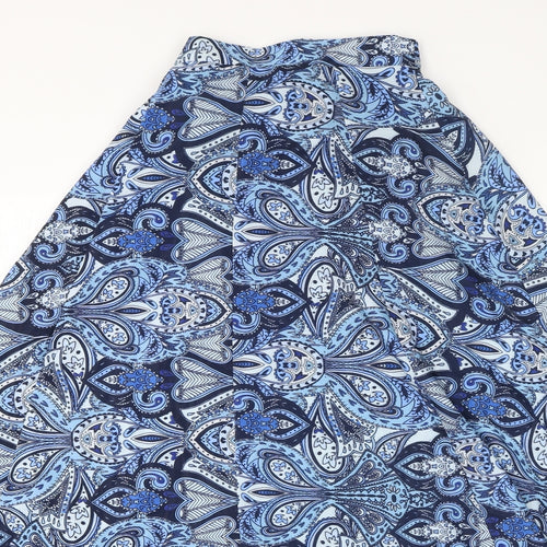 Select Womens Blue Geometric Polyester Flare Skirt Size 8 Tie