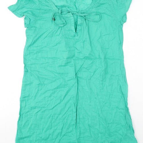 Marks and Spencer Womens Green Cotton Mini Size 14 Round Neck