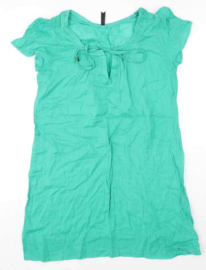 Marks and Spencer Womens Green Cotton Mini Size 14 Round Neck