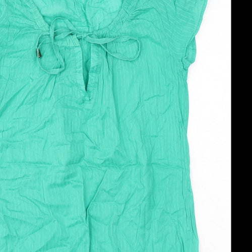 Marks and Spencer Womens Green Cotton Mini Size 14 Round Neck