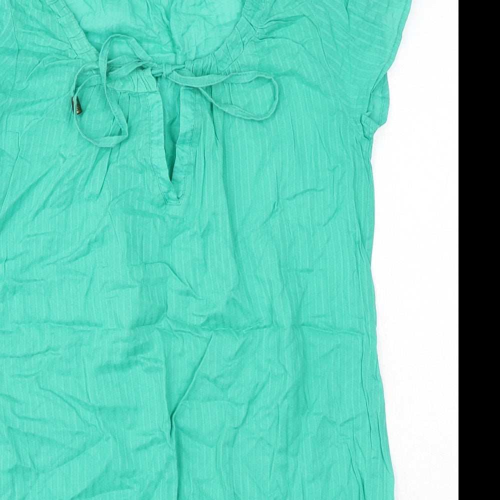 Marks and Spencer Womens Green Cotton Mini Size 14 Round Neck