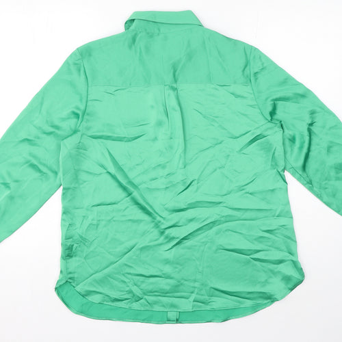 Marks and Spencer Womens Green Polyester Basic Blouse Size 12 Collared