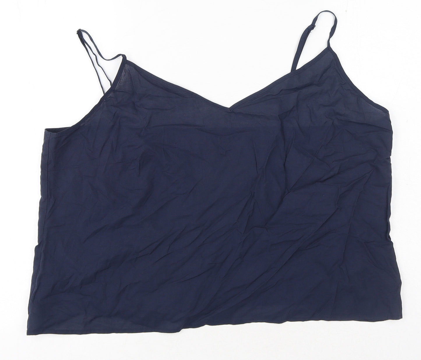 Marks and Spencer Womens Blue Cotton Camisole Tank Size 18 V-Neck - Navy
