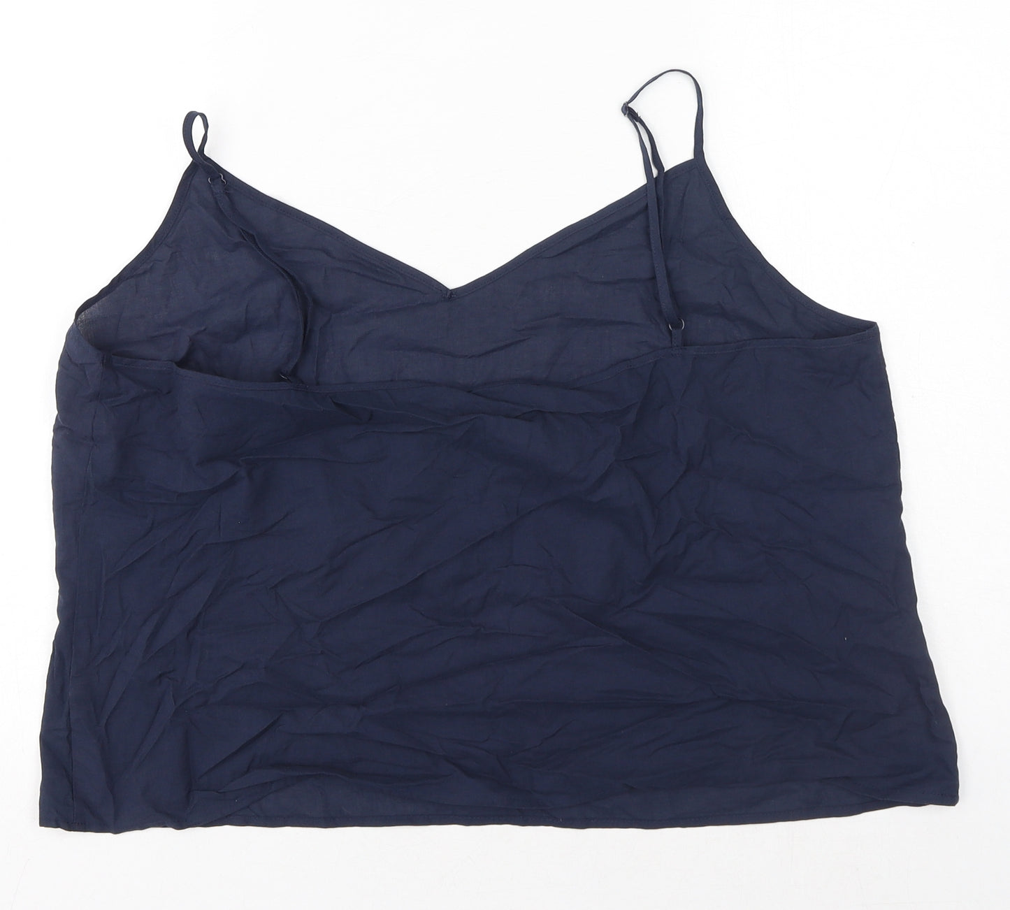 Marks and Spencer Womens Blue Cotton Camisole Tank Size 18 V-Neck - Navy
