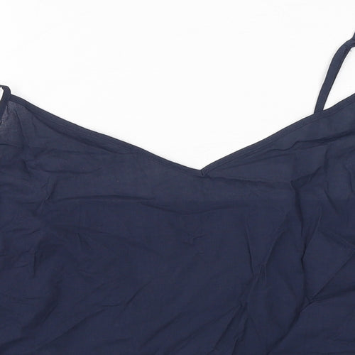 Marks and Spencer Womens Blue Cotton Camisole Tank Size 18 V-Neck - Navy