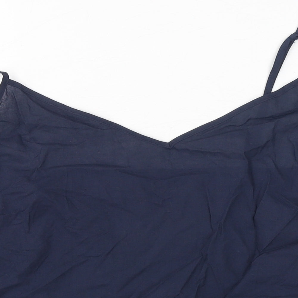Marks and Spencer Womens Blue Cotton Camisole Tank Size 18 V-Neck - Navy