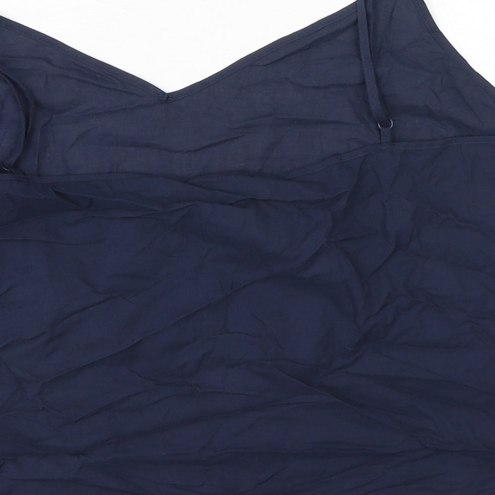 Marks and Spencer Womens Blue Cotton Camisole Tank Size 18 V-Neck - Navy