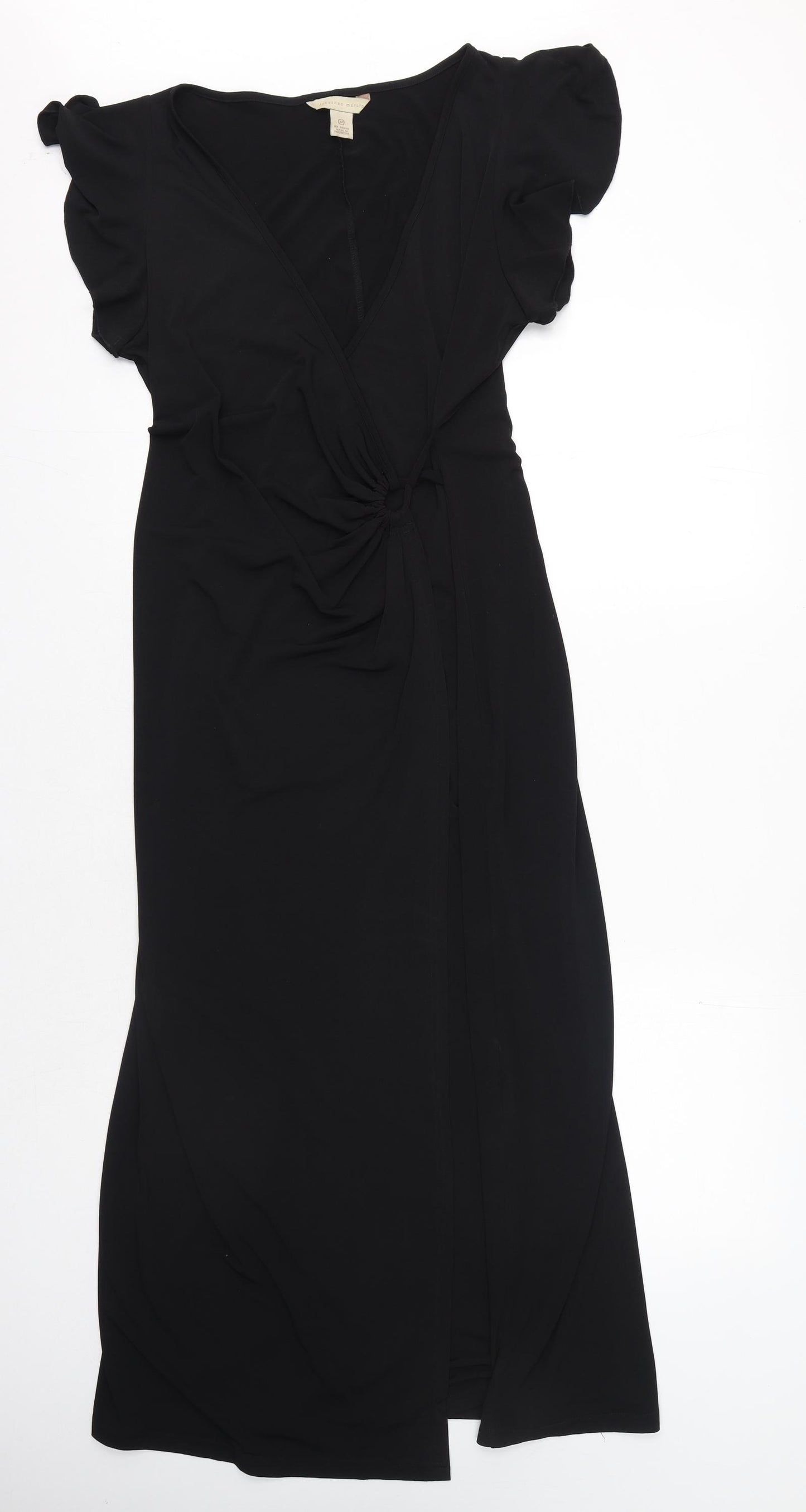 Jonathan Martin Womens Black Polyester Maxi Size 12 V-Neck Pullover