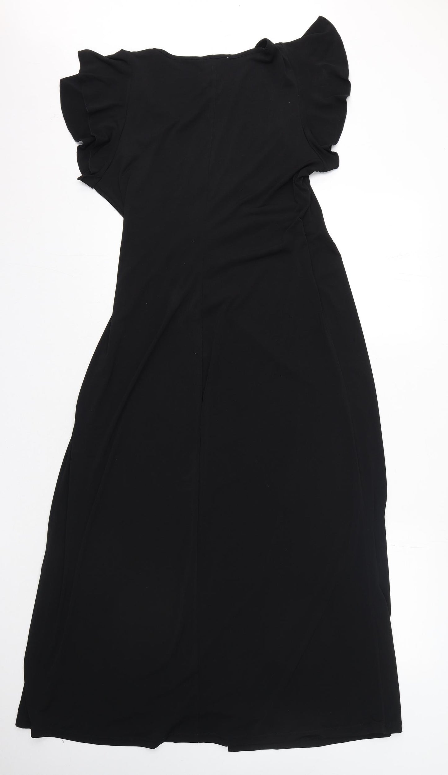 Jonathan Martin Womens Black Polyester Maxi Size 12 V-Neck Pullover