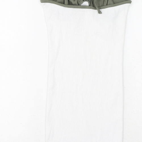 PRETTYLITTLETHING Womens White Polyester Mini Size 8 Sweetheart - Ribbed