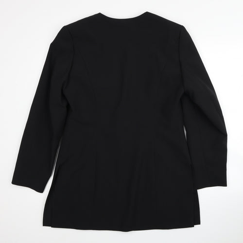Fashion Extra Womens Black Polyester Jacket Blazer Size 14 - Embroidered, Shoulder Pads
