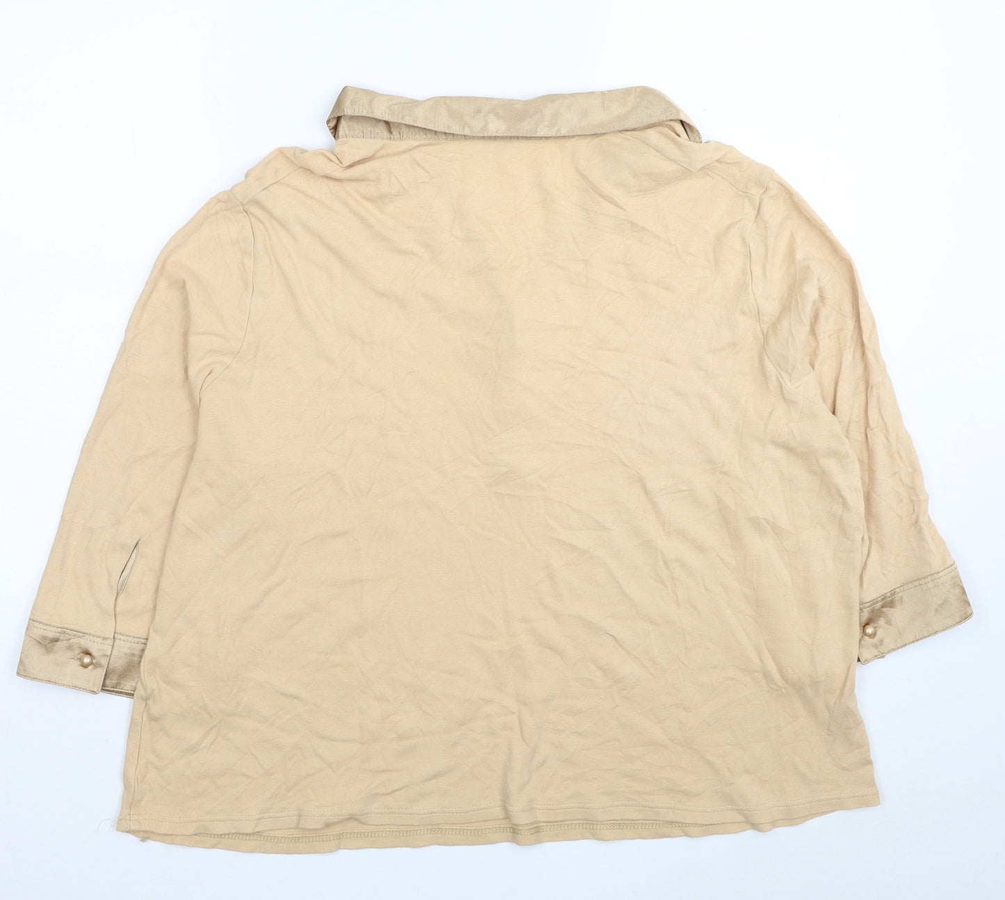 Marks and Spencer Womens Beige Cotton Basic T-Shirt Size 24 Collared