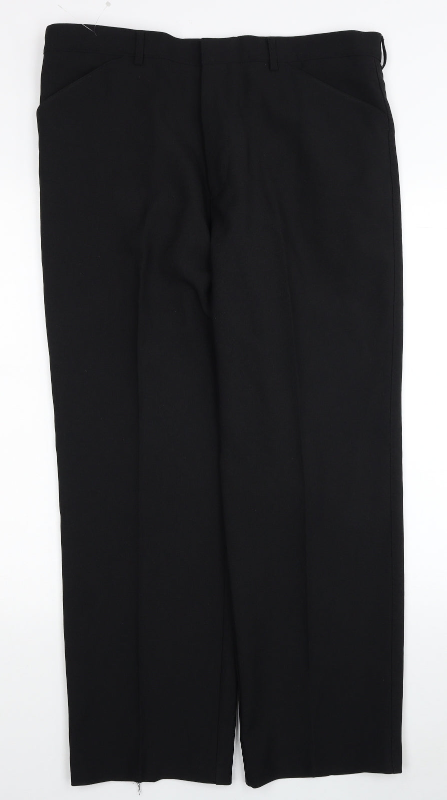 Greenwoods Mens Black Polyester Trousers Size 36 in L28 in Regular Zip