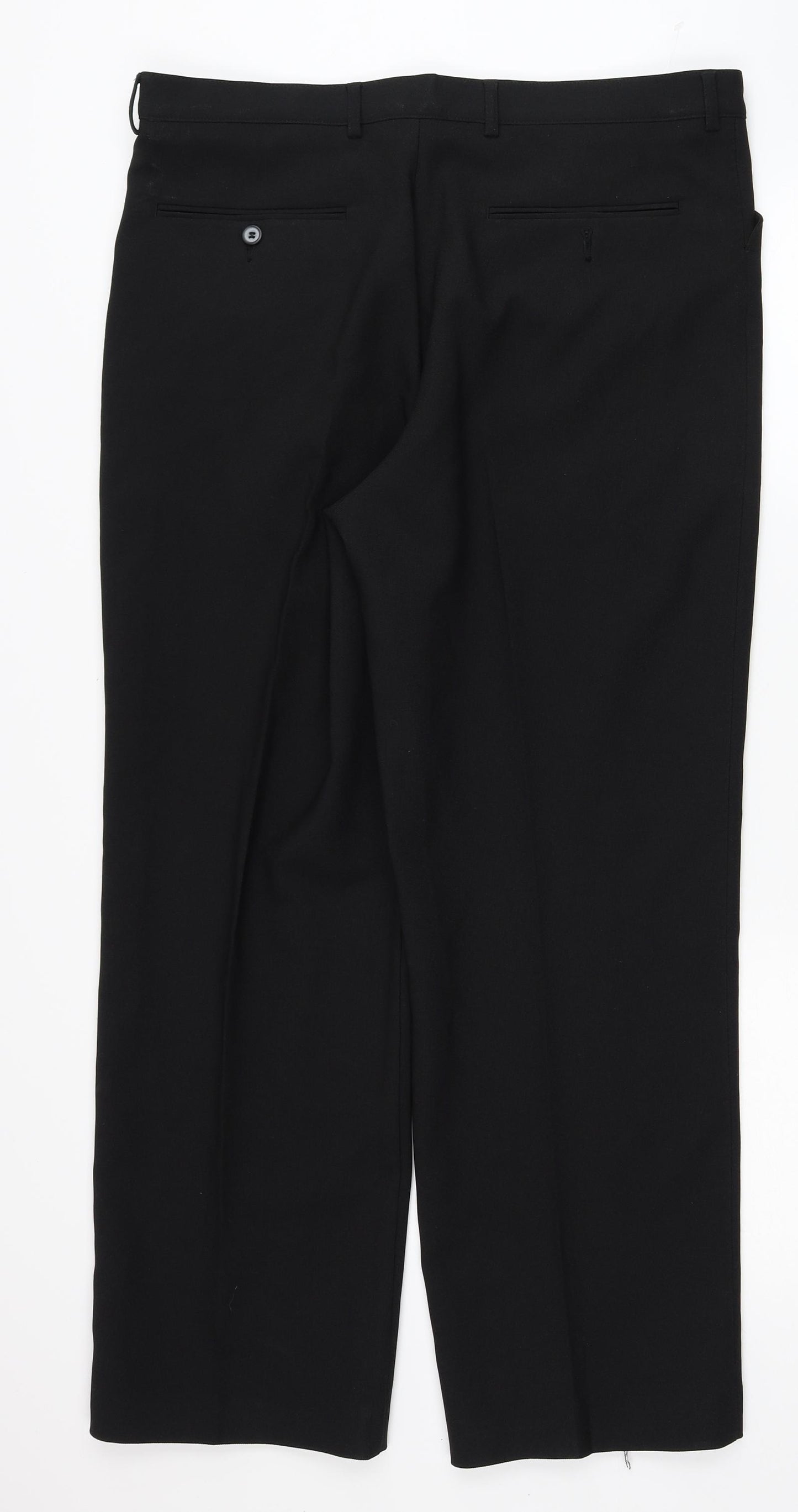 Greenwoods Mens Black Polyester Trousers Size 36 in L28 in Regular Zip