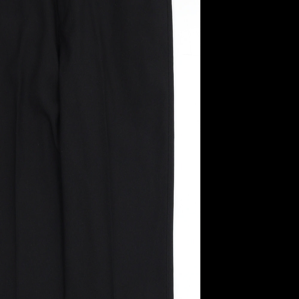 Greenwoods Mens Black Polyester Trousers Size 36 in L28 in Regular Zip