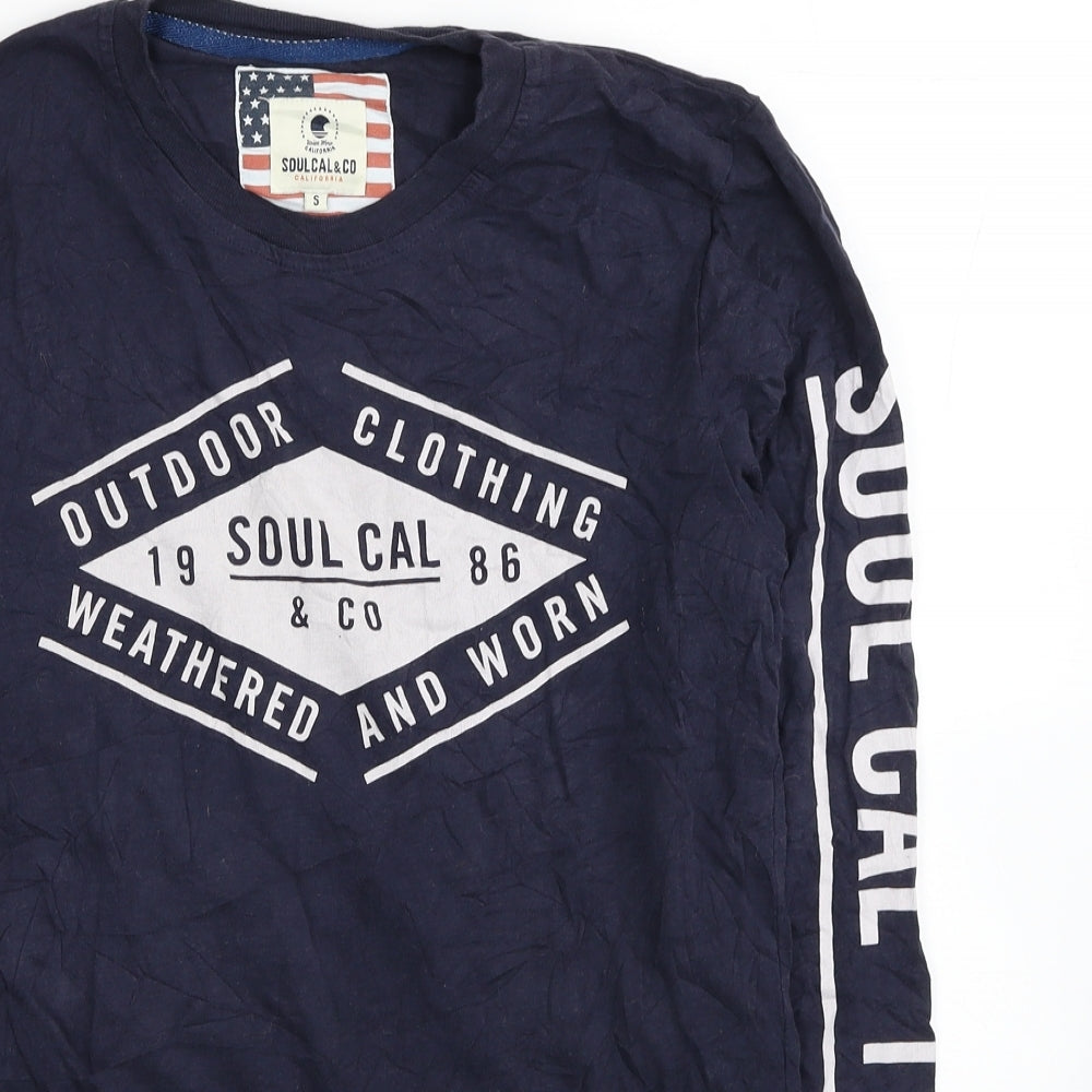 SoulCal&Co Mens Blue Camel Pullover Sweatshirt Size S