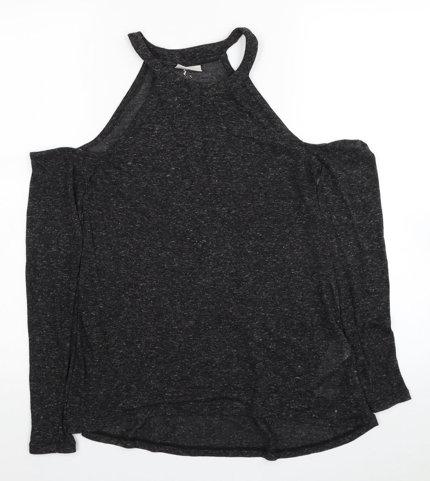 Noisy may Womens Black Polyester Basic T-Shirt Size XS Halter - Cold Shoulder