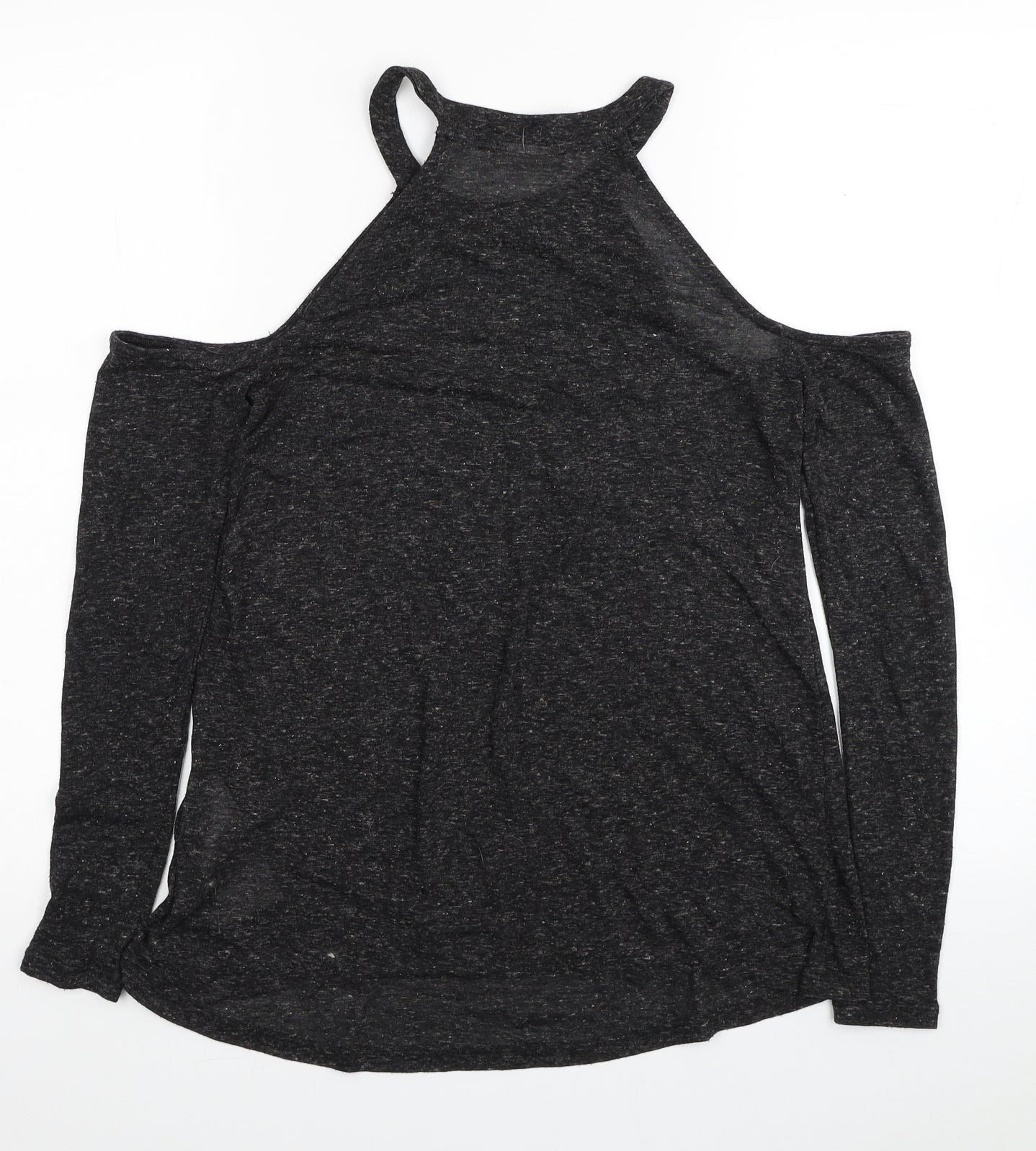 Noisy may Womens Black Polyester Basic T-Shirt Size XS Halter - Cold Shoulder