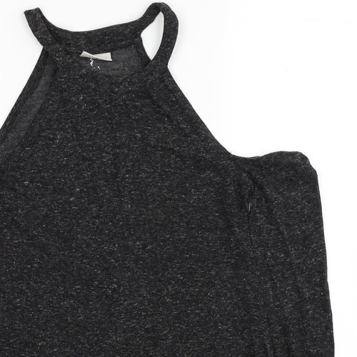 Noisy may Womens Black Polyester Basic T-Shirt Size XS Halter - Cold Shoulder