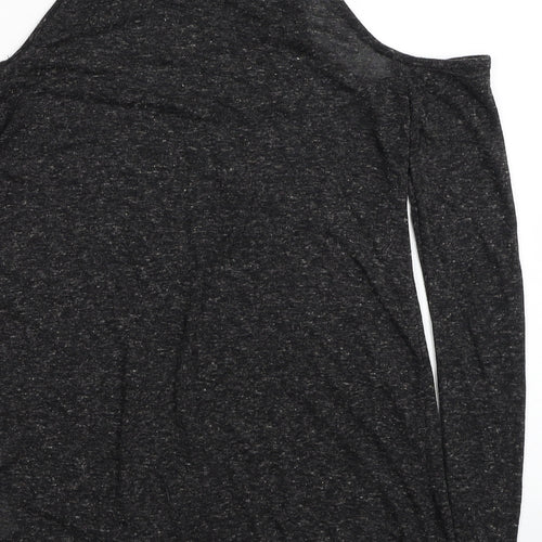 Noisy may Womens Black Polyester Basic T-Shirt Size XS Halter - Cold Shoulder