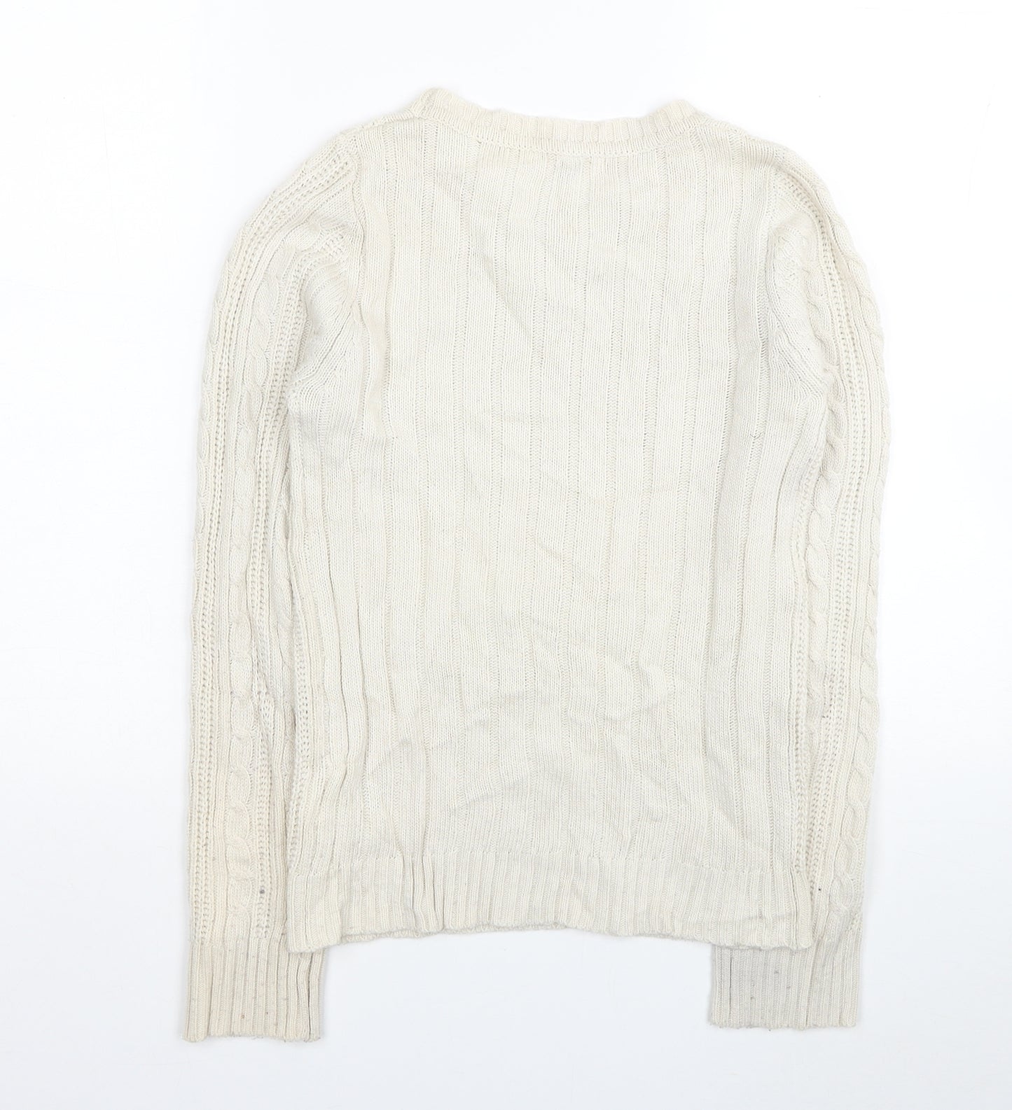 Blonde + Blonde Womens Ivory Round Neck Polyester Pullover Jumper Size 8