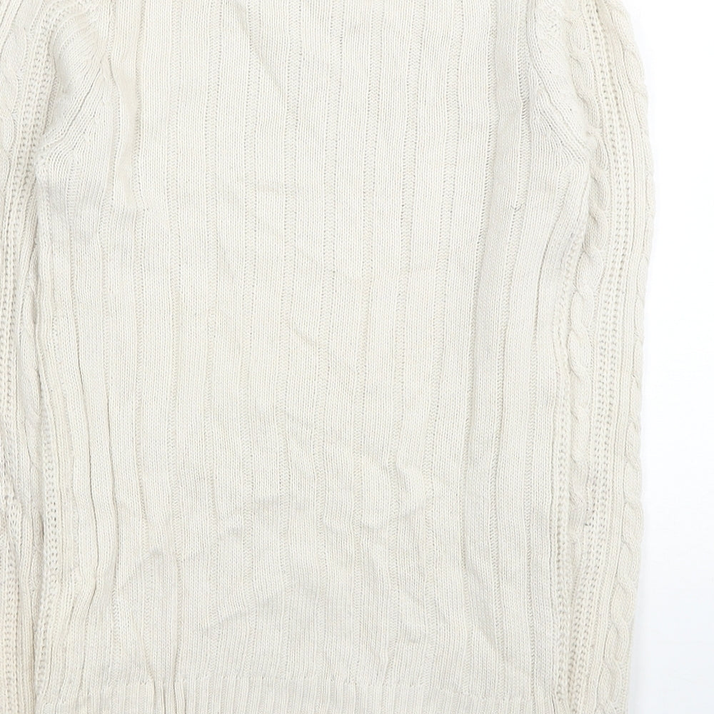 Blonde + Blonde Womens Ivory Round Neck Polyester Pullover Jumper Size 8