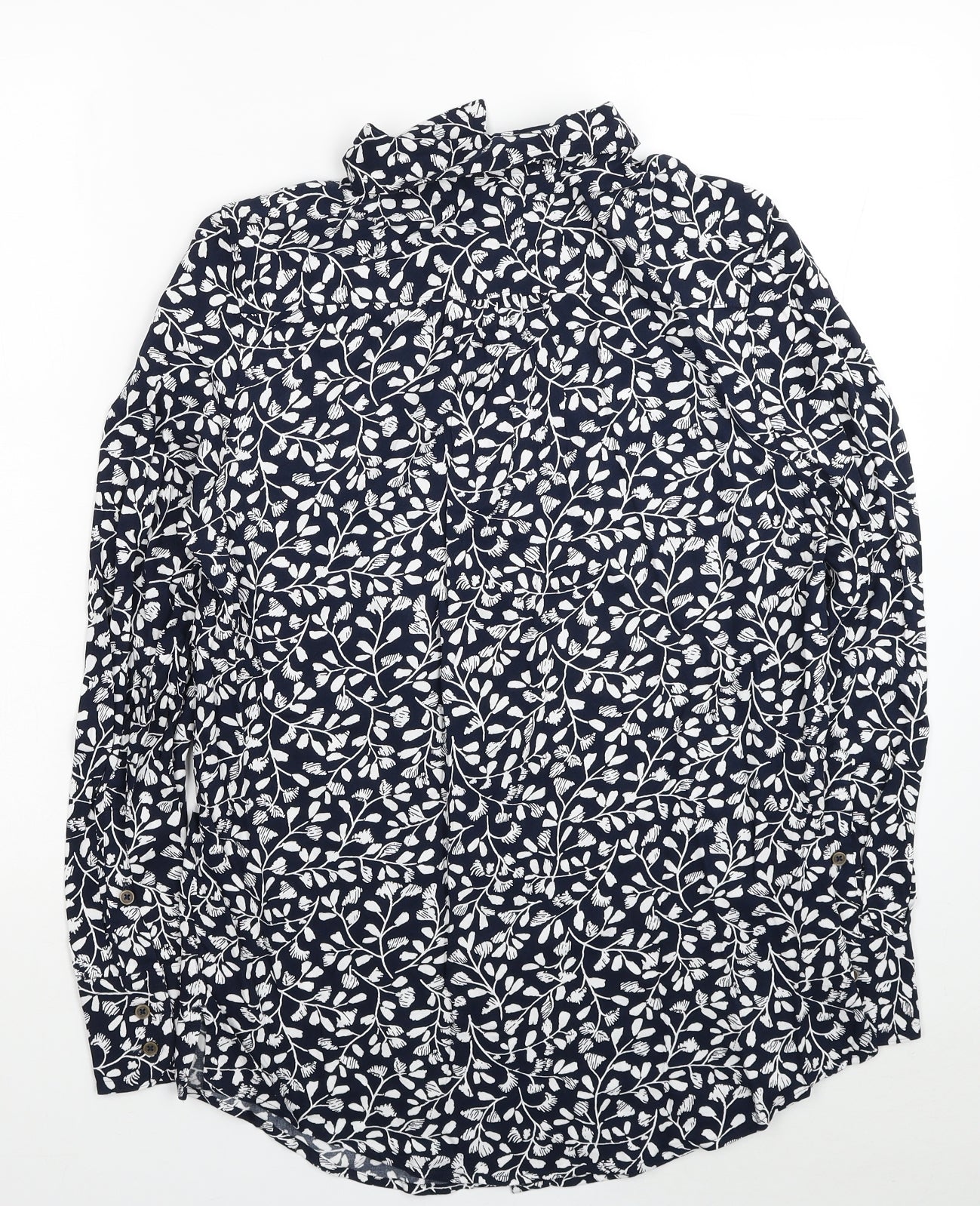 Marks and Spencer Womens Blue Floral Viscose Tunic Button-Up Size 8 Collared