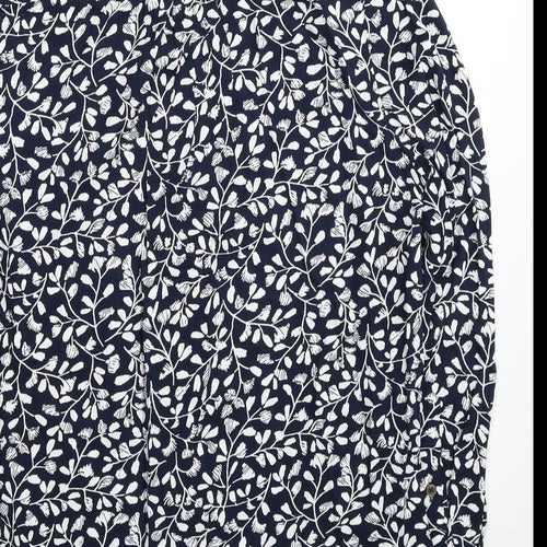 Marks and Spencer Womens Blue Floral Viscose Tunic Button-Up Size 8 Collared