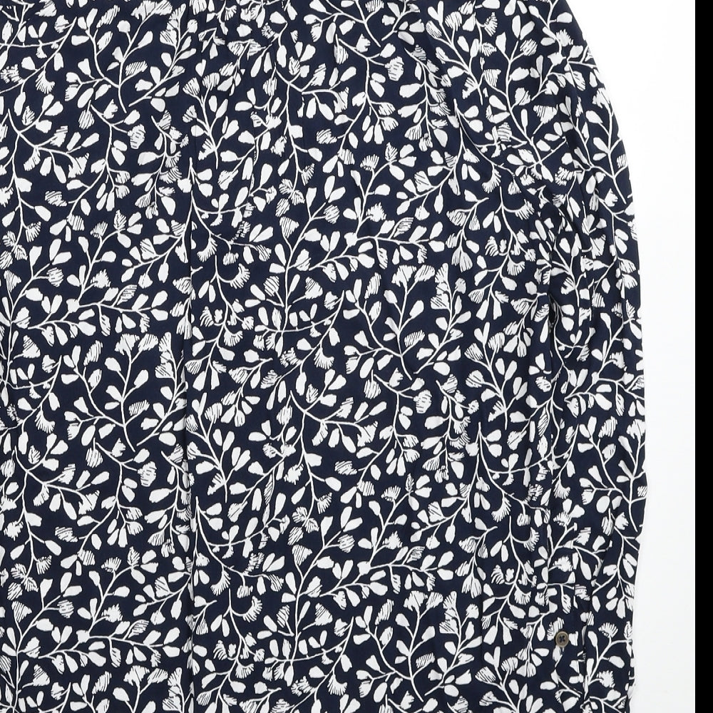 Marks and Spencer Womens Blue Floral Viscose Tunic Button-Up Size 8 Collared