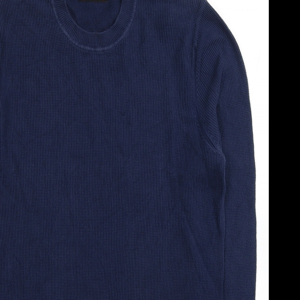 Superdry Mens Blue Round Neck Cotton Pullover Jumper Size S