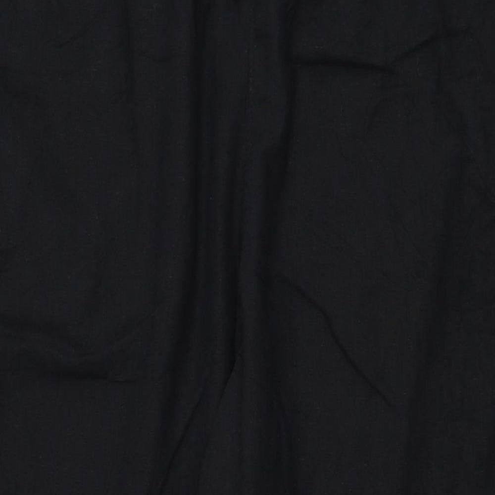 Marks and Spencer Womens Black Linen Capri Trousers Size 22 L27 in Regular Tie