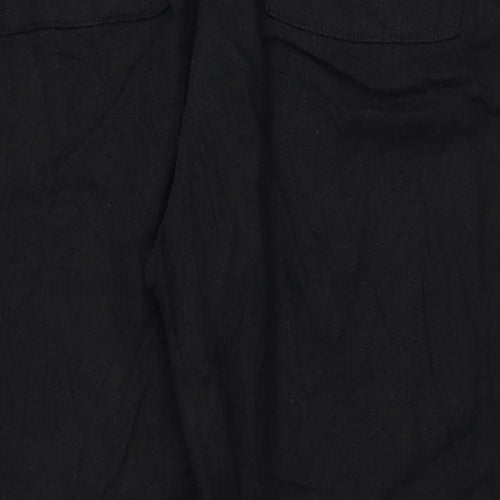 Marks and Spencer Womens Black Linen Capri Trousers Size 22 L27 in Regular Tie