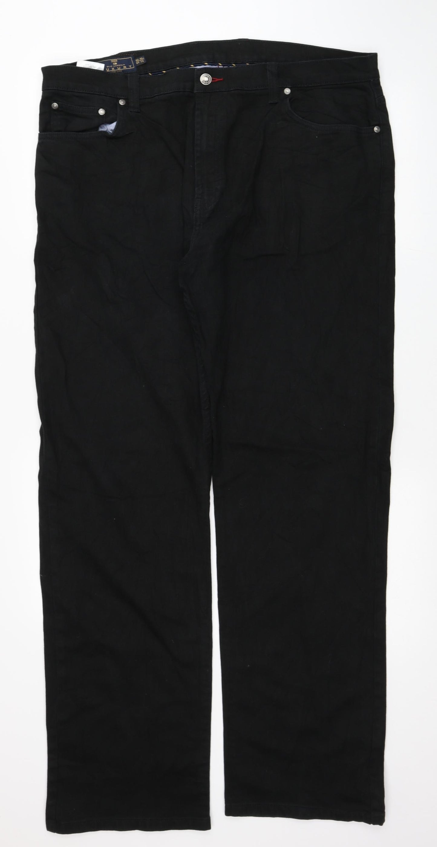 Blue Harbour Mens Black Cotton Straight Jeans Size 40 in L33 in Regular Zip