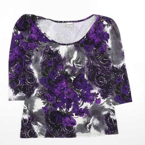 Reflections Womens Multicoloured Floral Viscose Basic Blouse Size S Scoop Neck