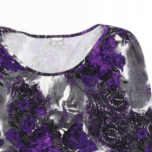 Reflections Womens Multicoloured Floral Viscose Basic Blouse Size S Scoop Neck