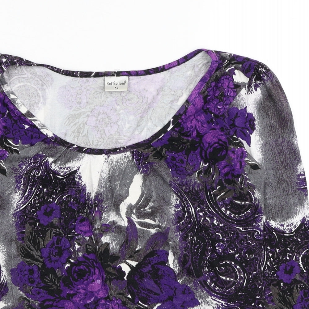Reflections Womens Multicoloured Floral Viscose Basic Blouse Size S Scoop Neck