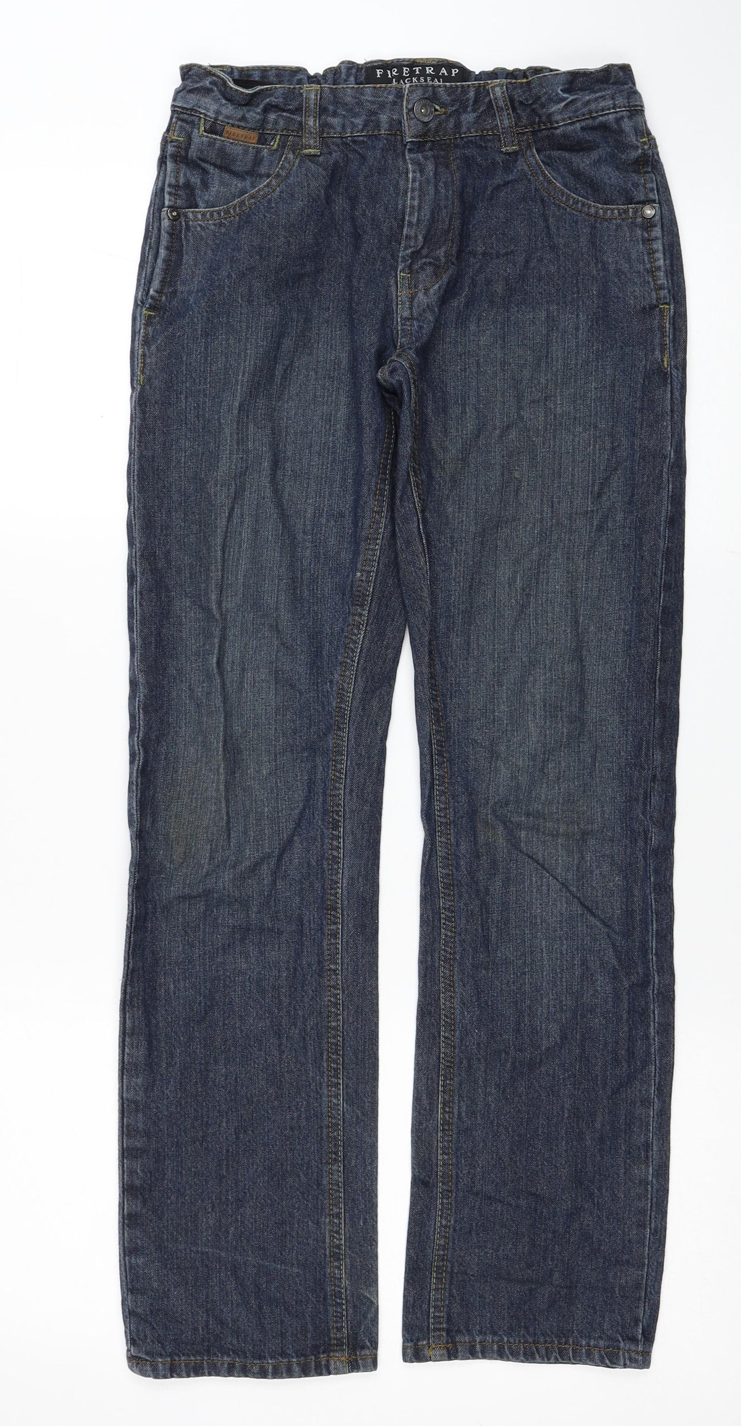 Firetrap Boys Blue Cotton Straight Jeans Size 12-13 Years Regular Button