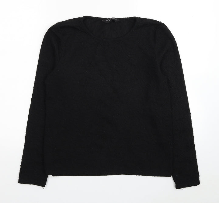 Dorothy Perkins Womens Black Round Neck Geometric Polyester Pullover Jumper Size 12