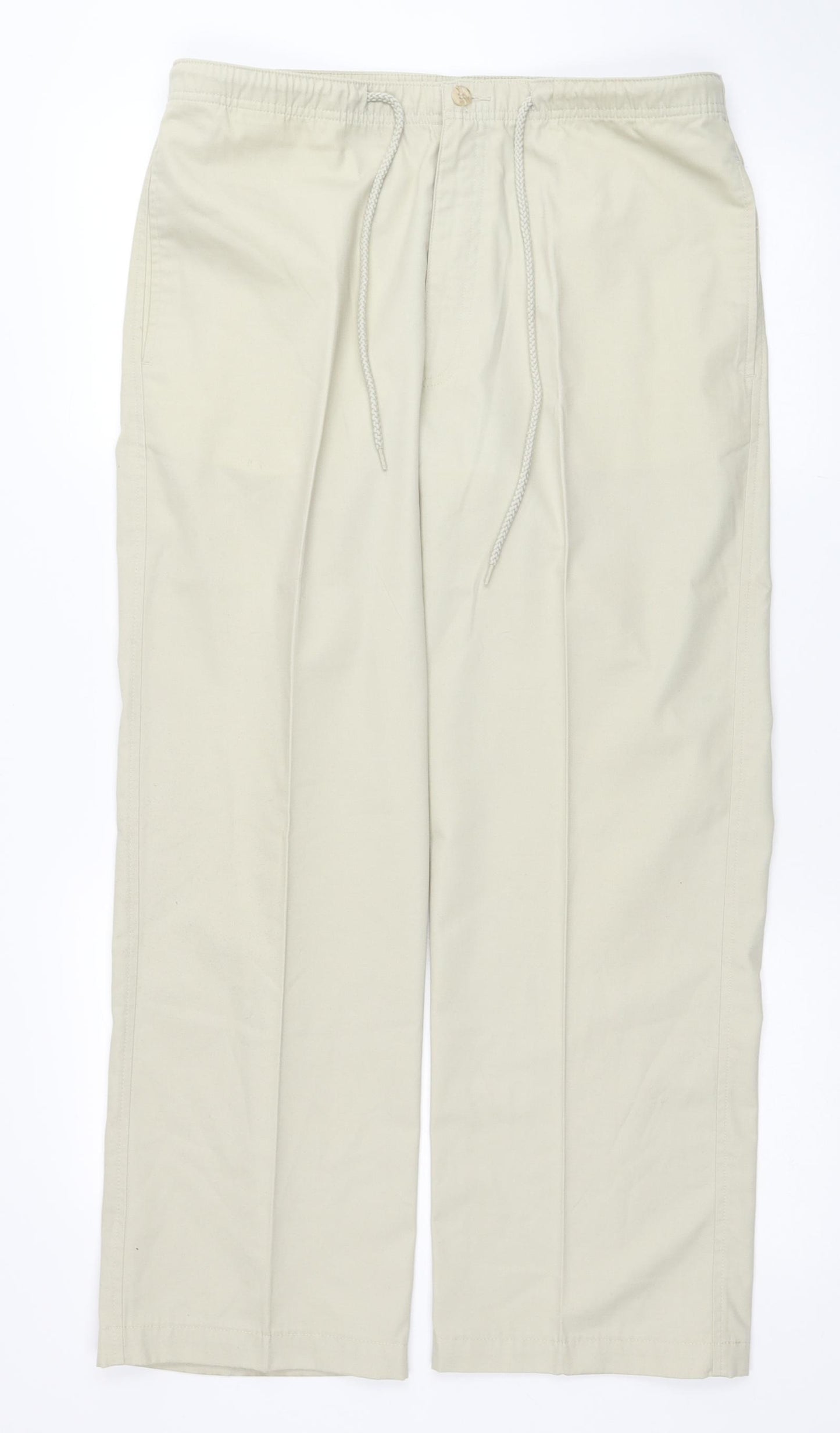 Farah Mens Beige Polyester Chino Trousers Size 34 L29 in Regular Zip