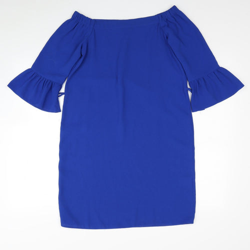Dorothy Perkins Womens Blue Polyester Sheath Size 6 Off the Shoulder Pullover