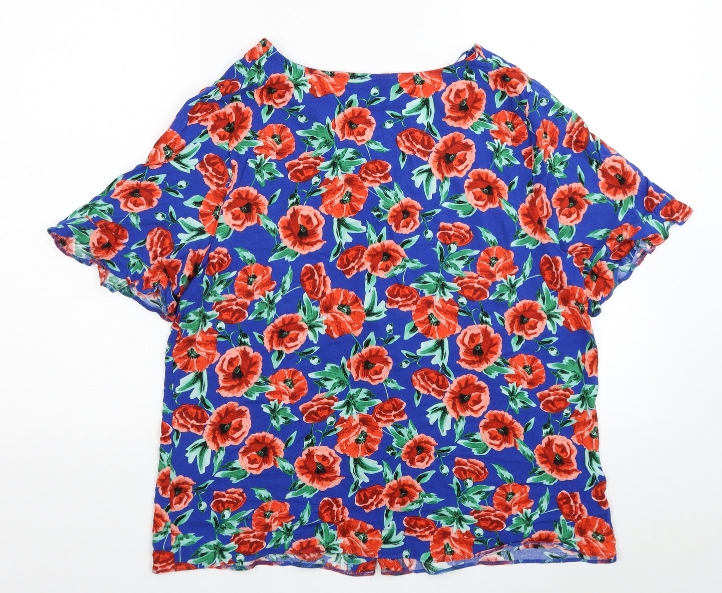 Papaya Womens Multicoloured Floral Viscose Basic Blouse Size 16 V-Neck