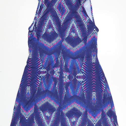 Kaleidoscope Womens Blue Geometric Polyester Tank Dress Size 14 Halter Tie