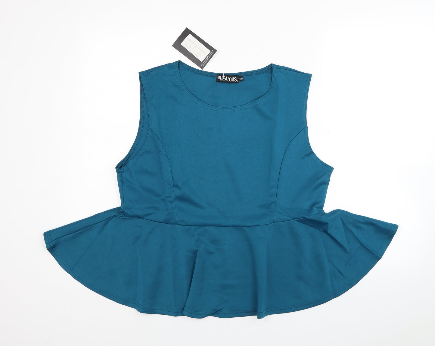 Be Jealous Womens Blue Polyester Basic Blouse Size 24 Scoop Neck - Flared