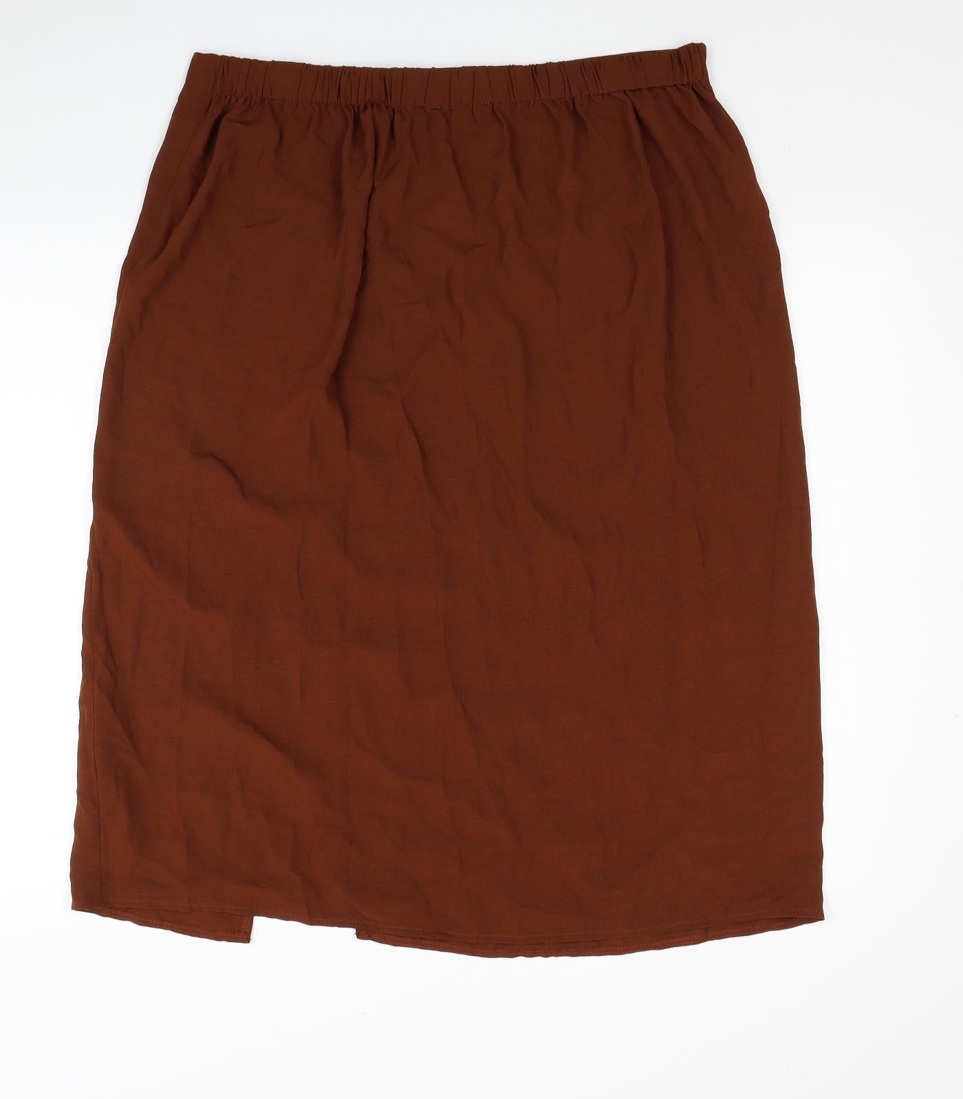 George Womens Brown Polyester A-Line Skirt Size 18