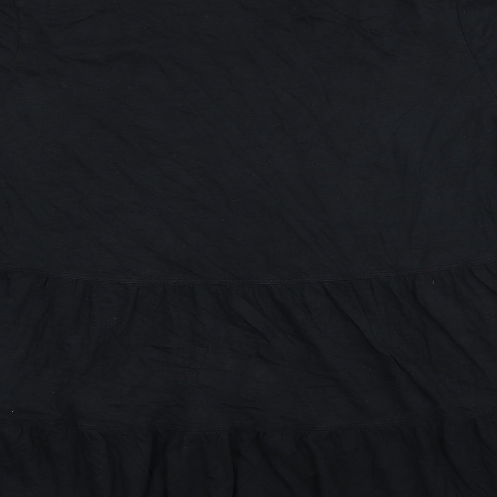 Evans Womens Black Cotton Basic T-Shirt Size 22 Boat Neck
