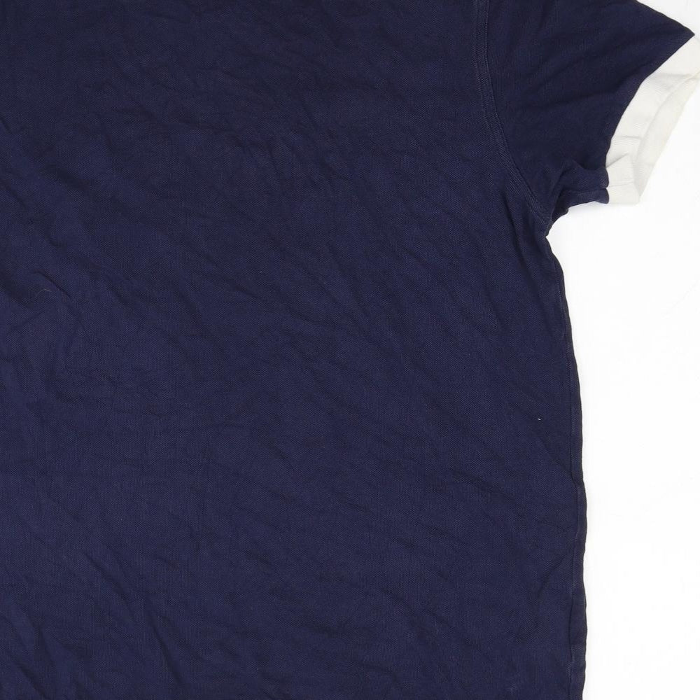 Fred Perry Mens Blue Cotton Polo Size L Collared Pullover