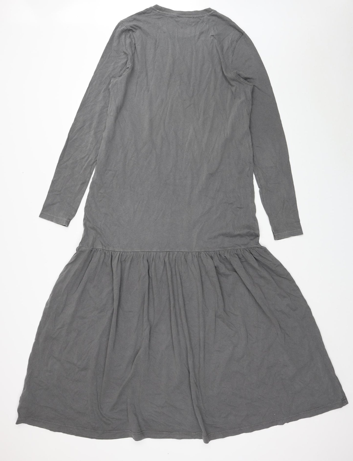 Topshop Womens Grey Cotton Maxi Size 10 Round Neck Pullover